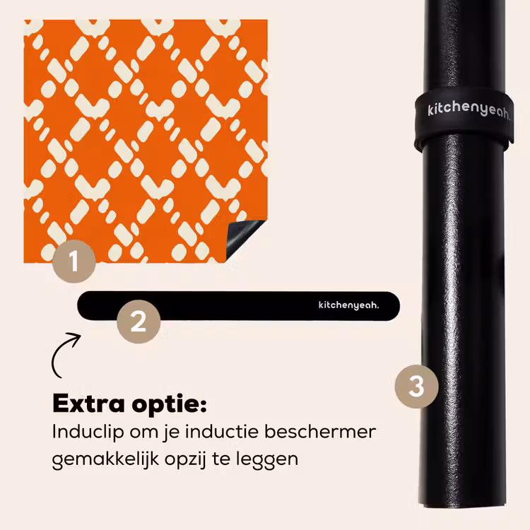 Inductie beschermer - Oranje - Ruitpatroon - Wit — 8