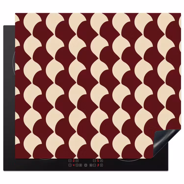 Inductie beschermer - Rood - Tegelpatroon - Crème — 1
