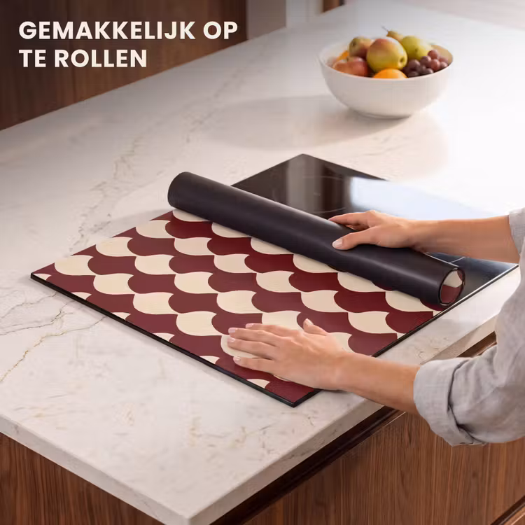 Inductie beschermer - Rood - Tegelpatroon - Crème — 7