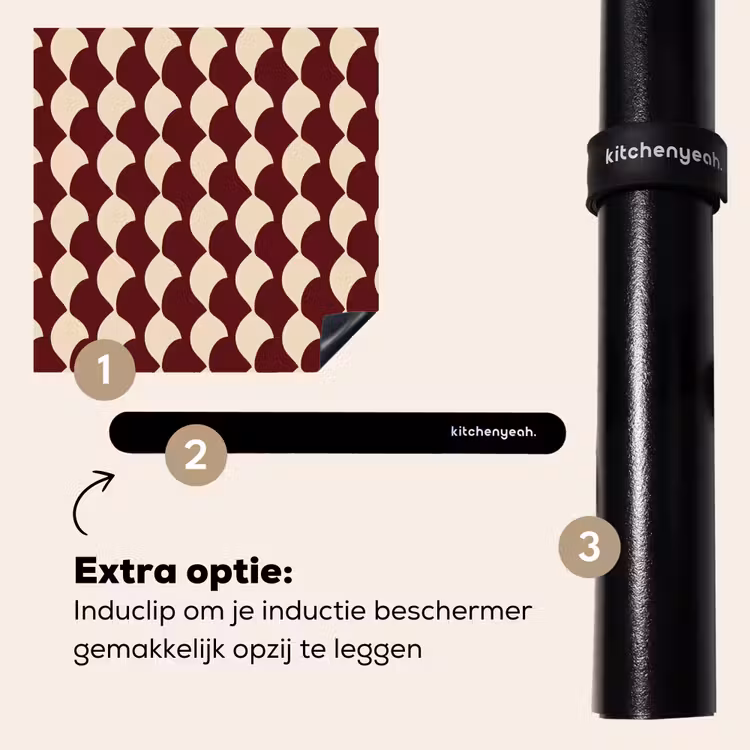 Inductie beschermer - Rood - Tegelpatroon - Crème — 8