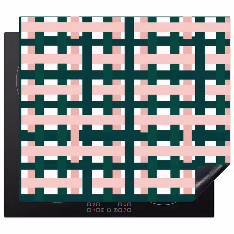 Inductie beschermer - Vlechtpatroon - Groen - Roze - Grafisch — 1