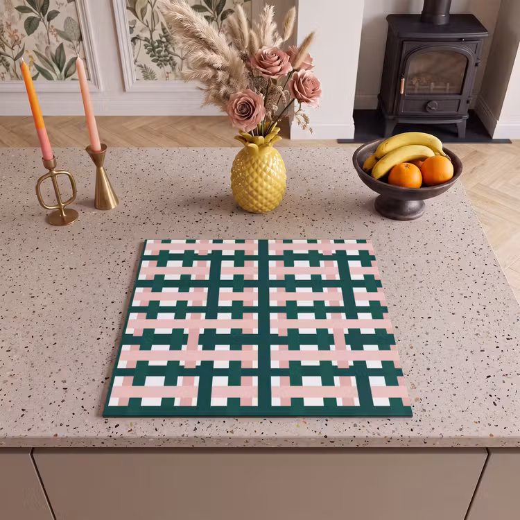Inductie beschermer - Vlechtpatroon - Groen - Roze - Grafisch — 3
