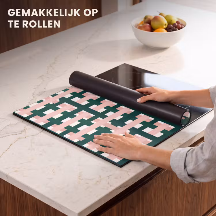 Inductie beschermer - Vlechtpatroon - Groen - Roze - Grafisch — 7