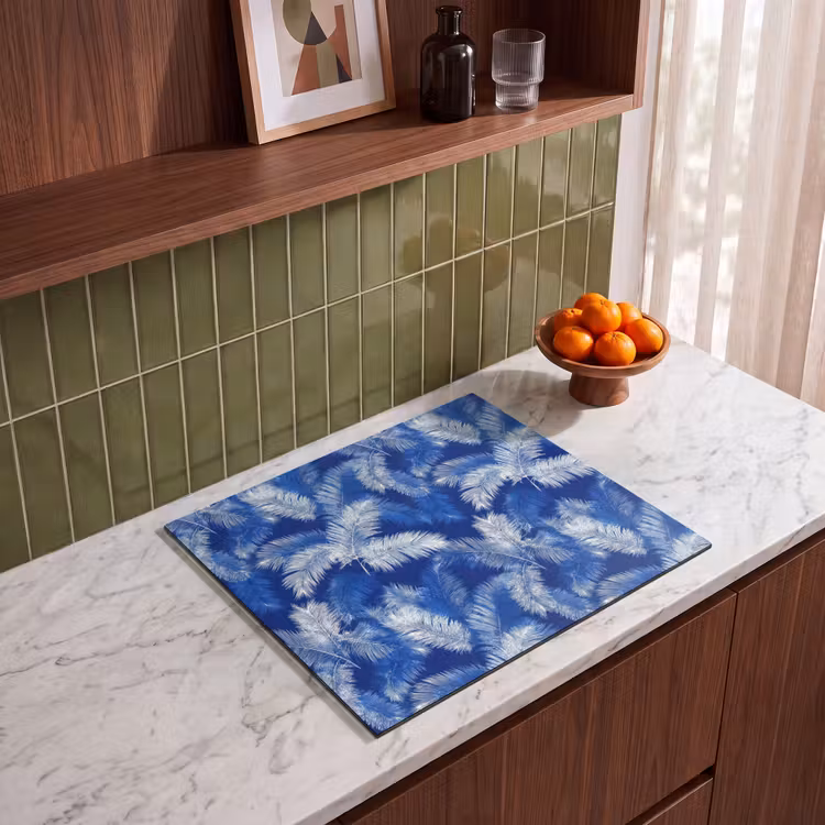 Inductie beschermer - Palmblad - Patroon - Blauw — 4