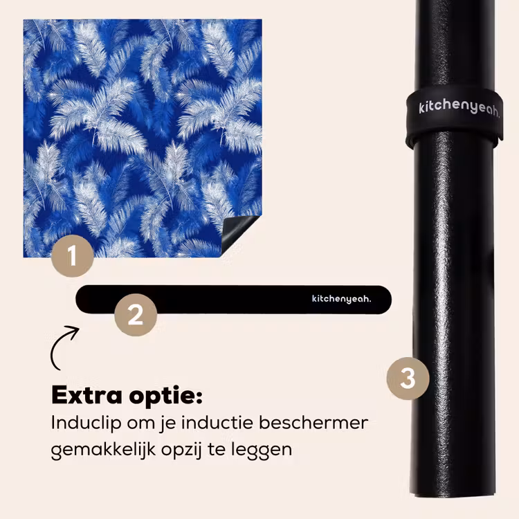 Inductie beschermer - Palmblad - Patroon - Blauw — 8