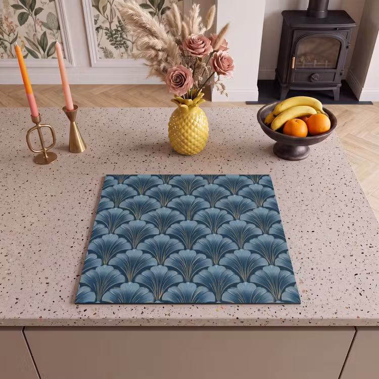 Inductie beschermer - Patroon - Ginkgoblad - Blauw — 3