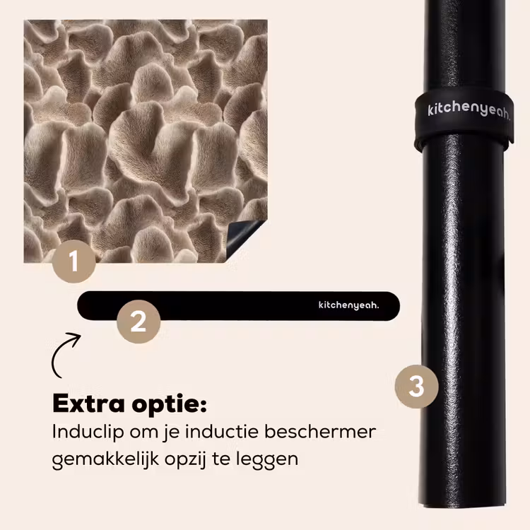 Inductie beschermer - Waaiervorm - Beige - Vezel textuur — 8