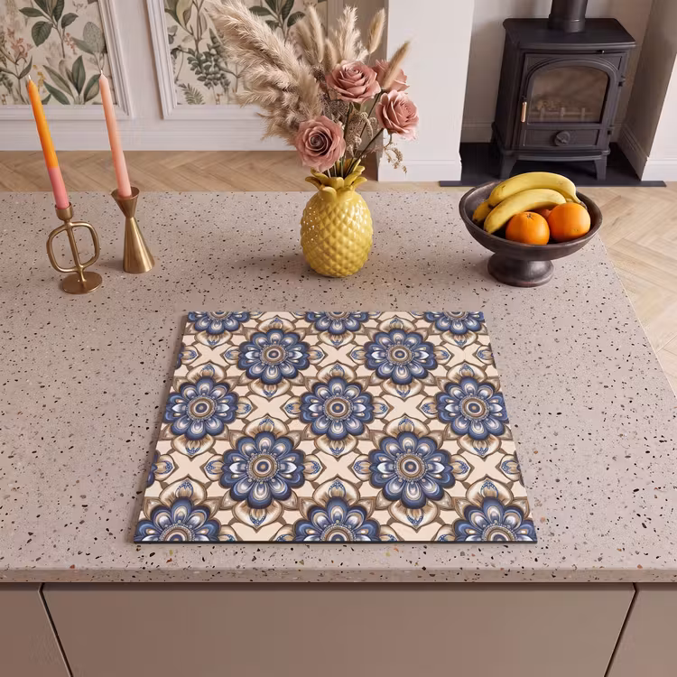 Inductie beschermer - Floraal - Ornament - Blauw — 3