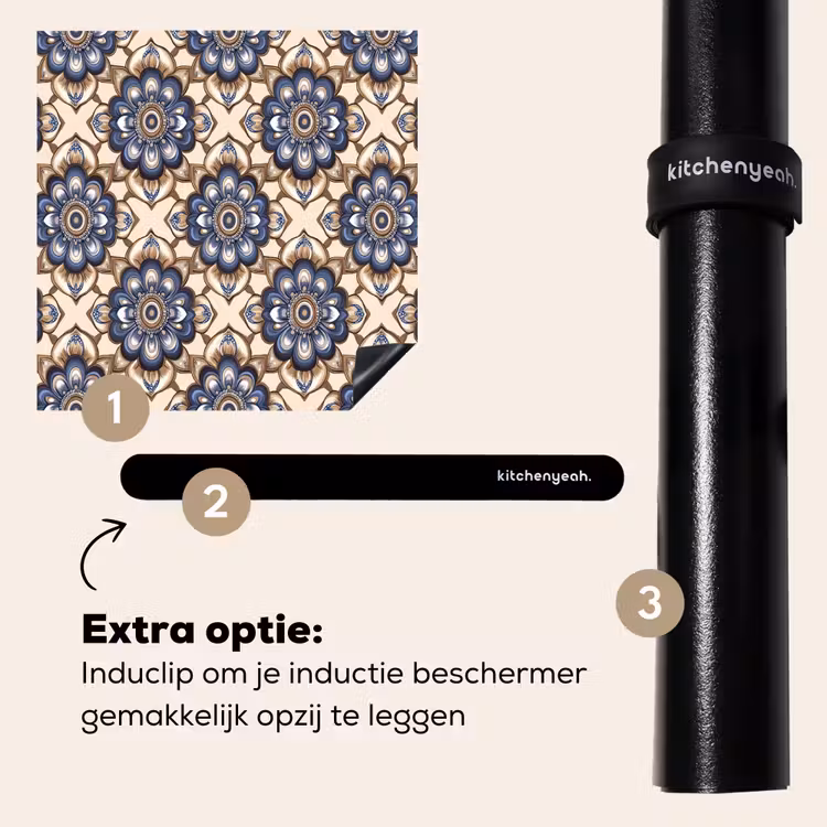 Inductie beschermer - Floraal - Ornament - Blauw — 8
