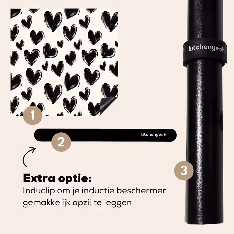 Inductie beschermer - Hartjes - Patroon - Zwart — 8