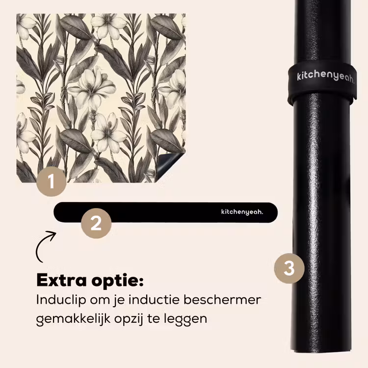 Inductie beschermer - Klassiek - Botanisch - Zwart - Beige — 8