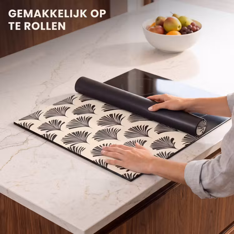 Inductie beschermer - Waaiers - Botanisch - Zwart - Beige — 7