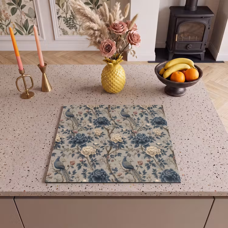 Inductie beschermer - Pauw - Bloemen - Blauw — 3