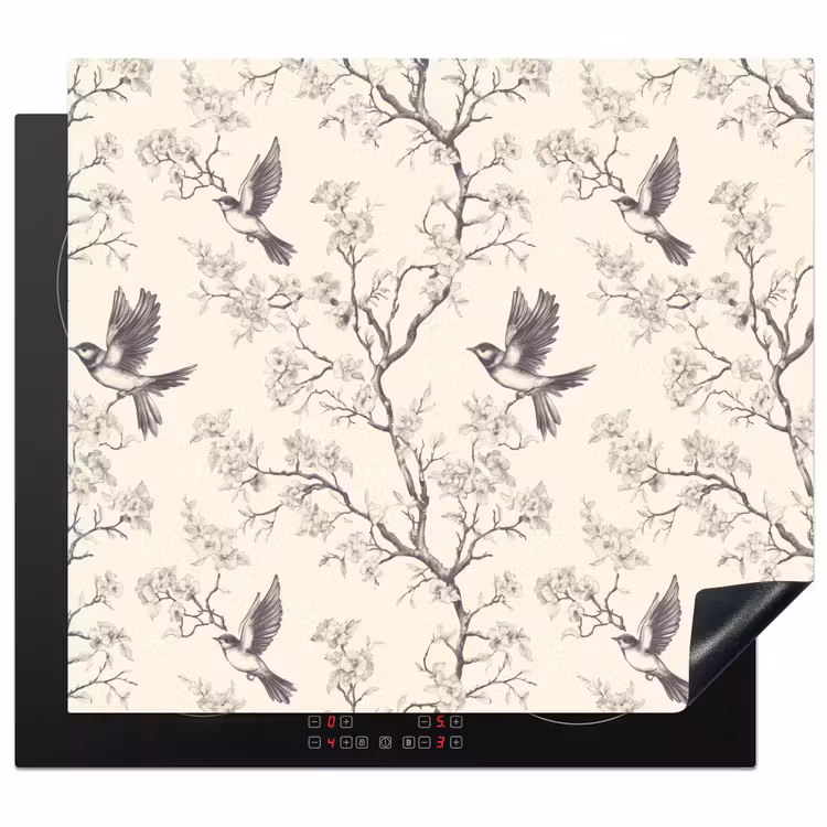 Inductie beschermer - Takken - Vogels - Beige — 1