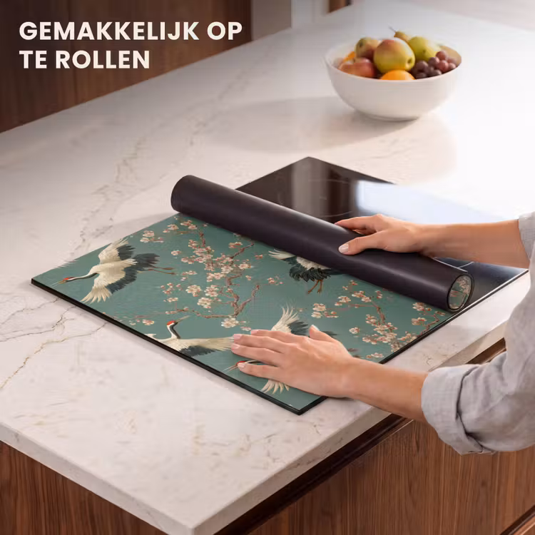 Inductie beschermer - Kersenbloesem - Kraamvogels - Groen — 7