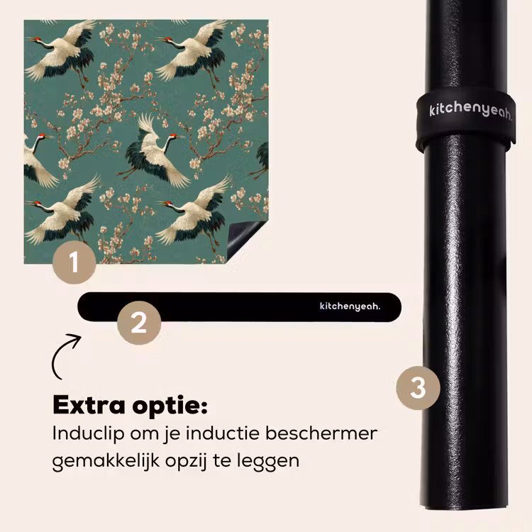Inductie beschermer - Kersenbloesem - Kraamvogels - Groen — 8