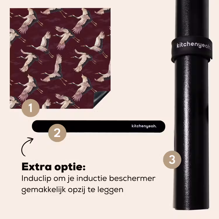 Inductie beschermer - Kraanvogels - Klassiek - Bordeaux — 8