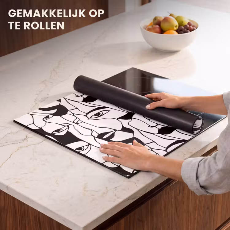 Inductie beschermer - Lijnen - Gezichten - Zwart - Wit — 7