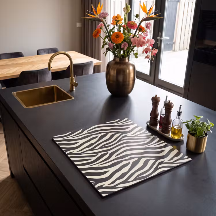 Inductie beschermer - Zebra - Print - Klassiek - Zwart — 2
