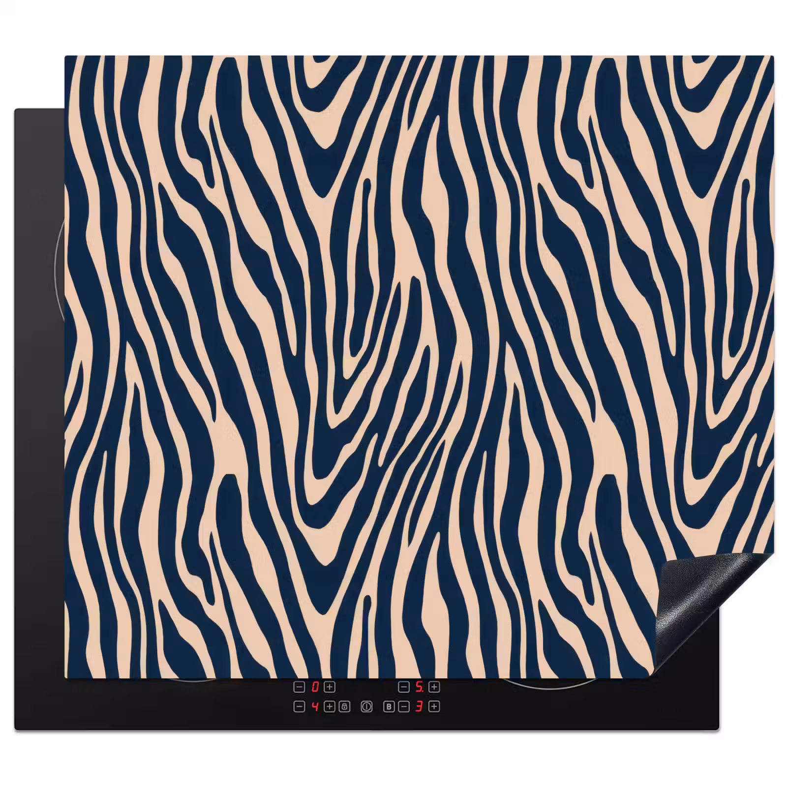 Inductie beschermer - Zebra - Patroon - Blauw - Beige — 1