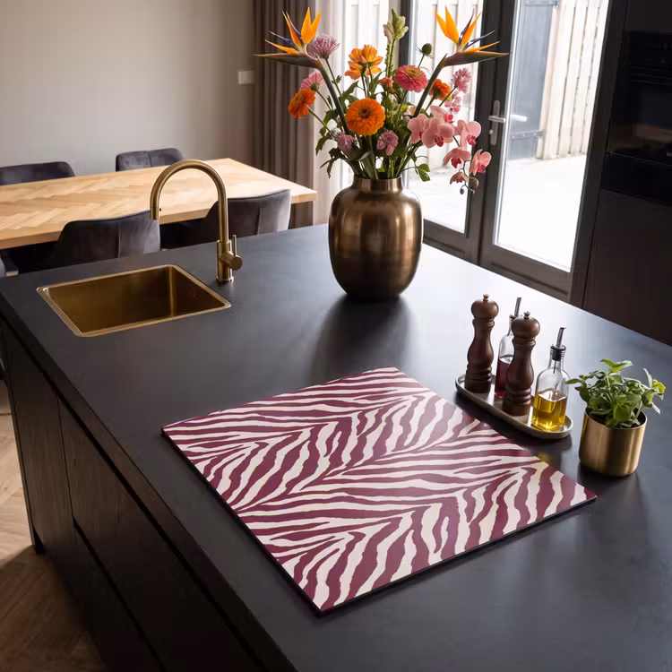 Inductie beschermer - Zebra - Motief - Bordeaux - Rood — 2