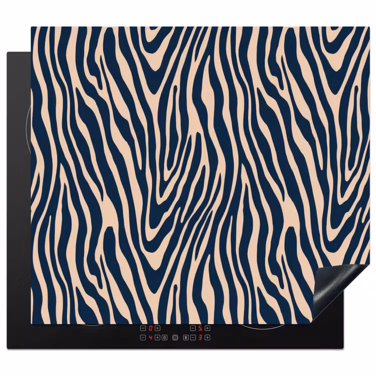 Inductie beschermer - Zebra - Patroon - Blauw - Beige — 1