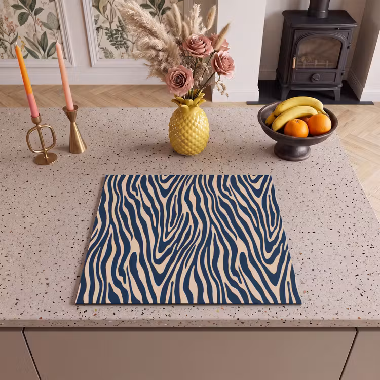 Inductie beschermer - Zebra - Patroon - Blauw - Beige — 3