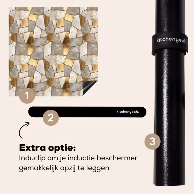 Inductie beschermer - Mozaïek - Marmer - Goud — 8