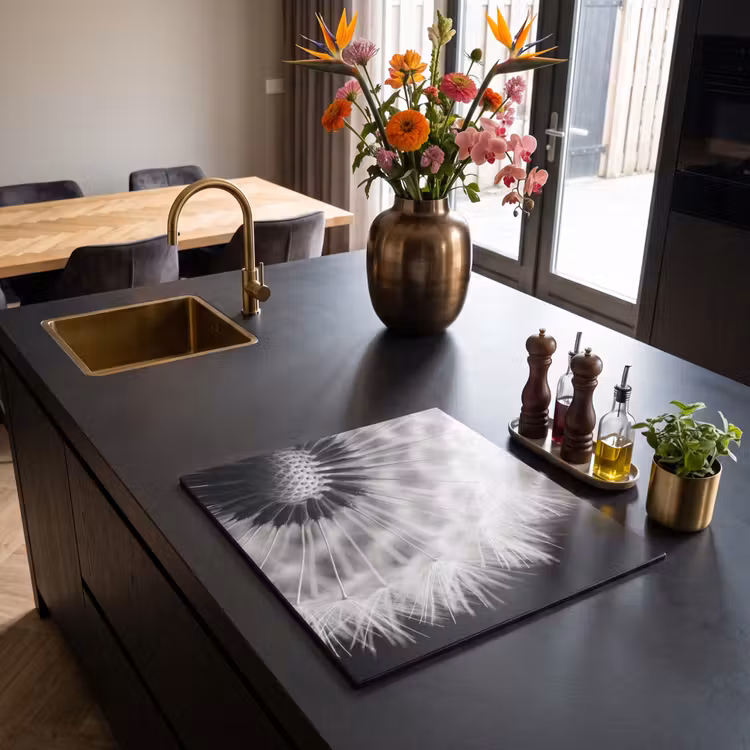 Inductie beschermer - Paardenbloem - Zwart - Wit — 2