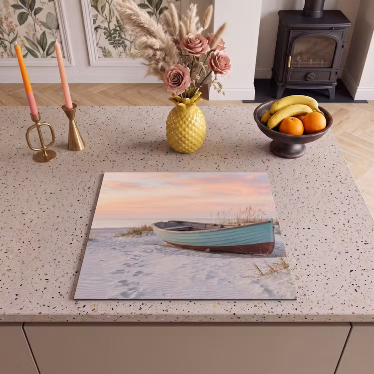Inductie beschermer - Rustiek - Roeiboot - Zandstrand — 3