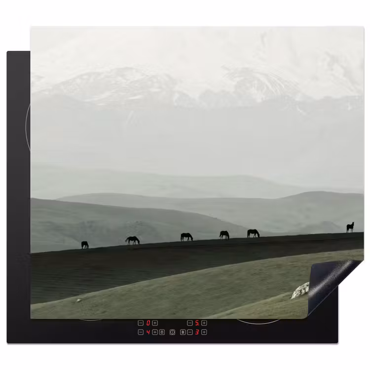Inductie beschermer - Grijs - Berg - Paarden — 1
