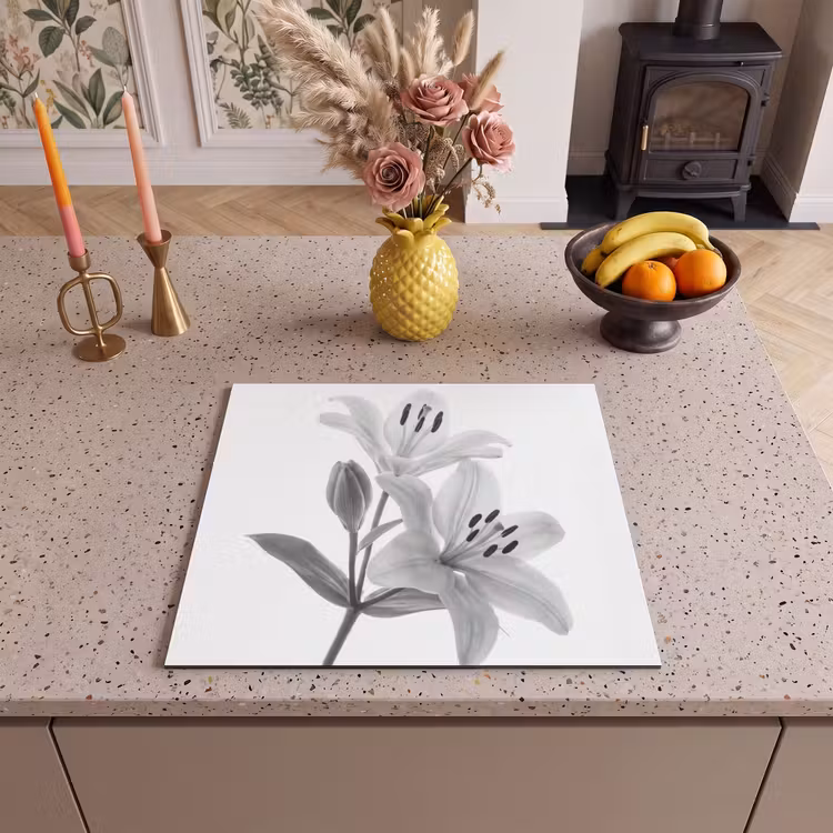 Inductie beschermer - Lelies - Elegant - Zwart - Wit — 3
