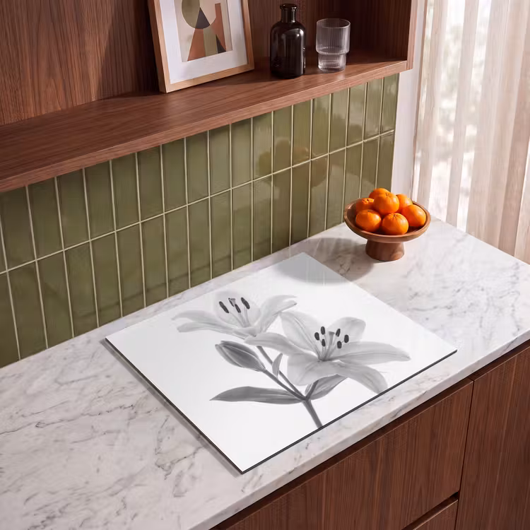 Inductie beschermer - Lelies - Elegant - Zwart - Wit — 4