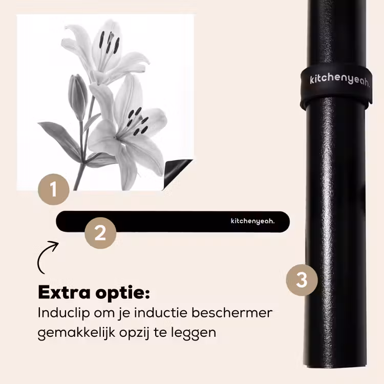 Inductie beschermer - Lelies - Elegant - Zwart - Wit — 8