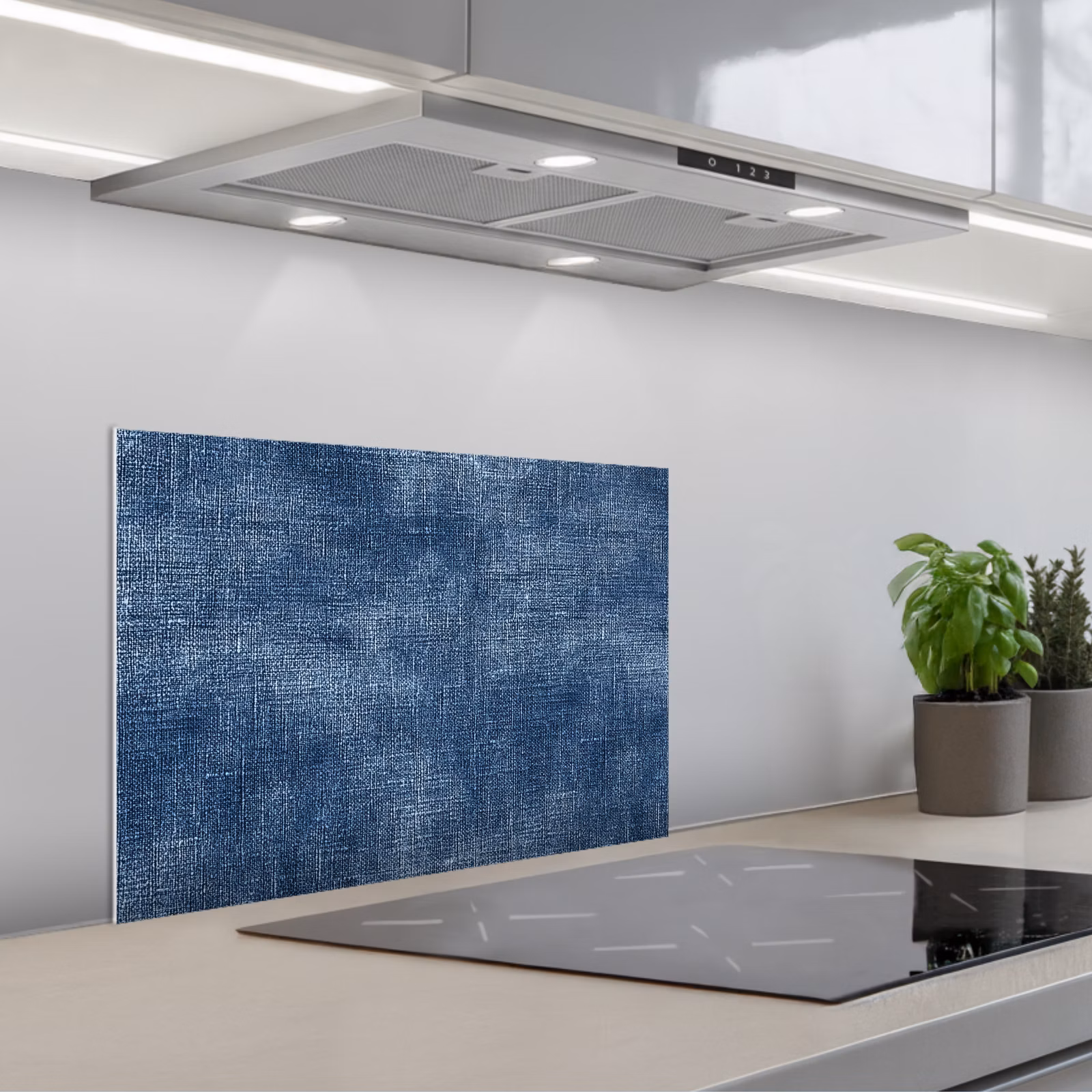 Spatscherm keuken - Linnen - Textuur - Patroon - Denim - Rustiek — 1