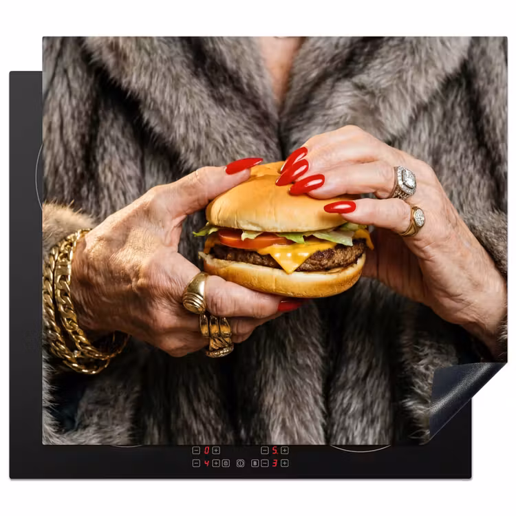 Inductie beschermer - Vrouw - Hamburger - Bontjas — 1