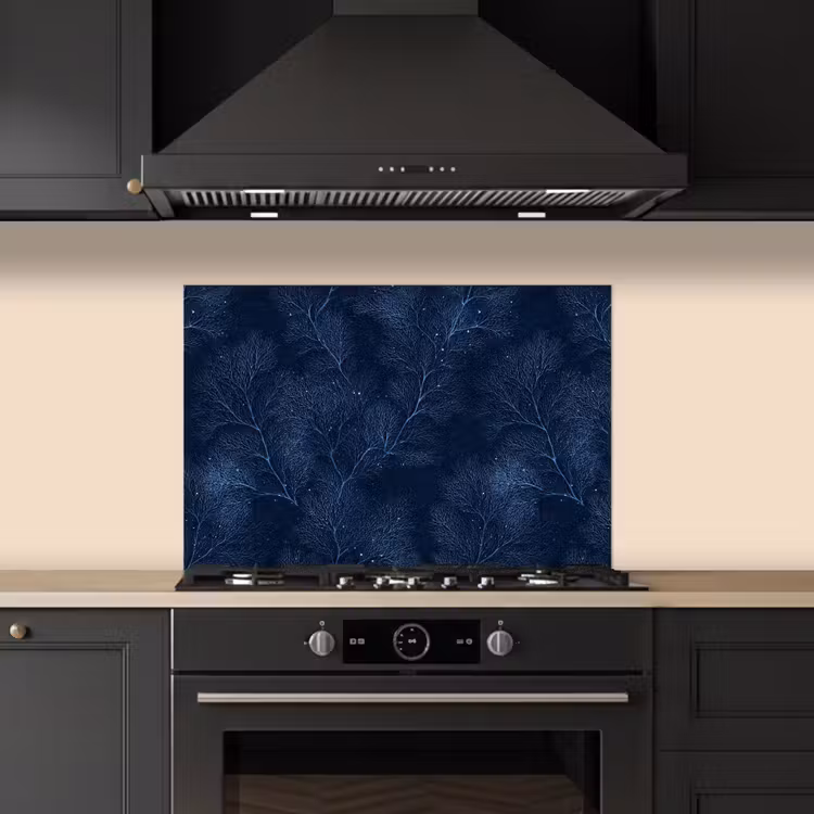 Spatscherm keuken - Koraal - Takken - Patroon - Nachtblauw — 5