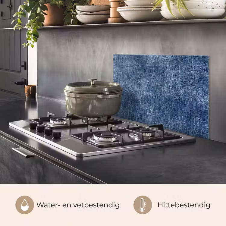 Spatscherm keuken - Linnen - Textuur - Patroon - Denim - Rustiek — 2