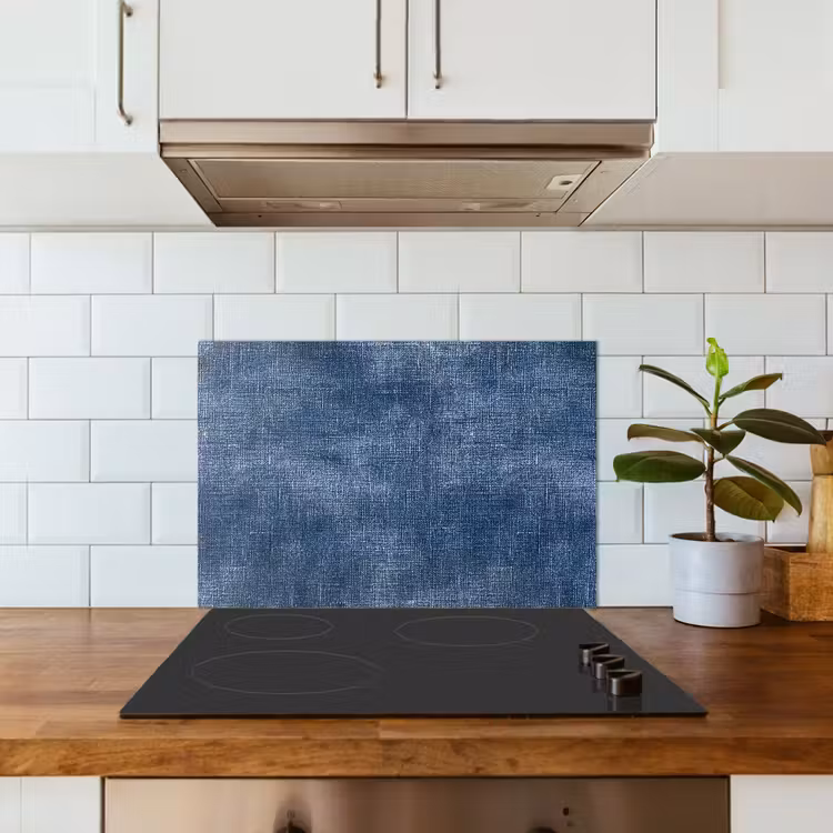 Spatscherm keuken - Linnen - Textuur - Patroon - Denim - Rustiek — 3