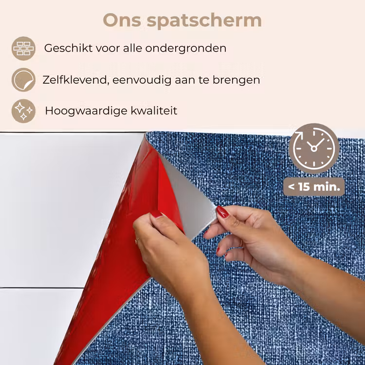 Spatscherm keuken - Linnen - Textuur - Patroon - Denim - Rustiek — 4
