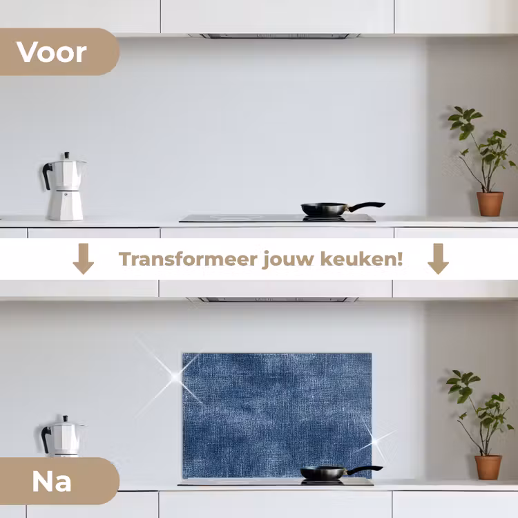 Spatscherm keuken - Linnen - Textuur - Patroon - Denim - Rustiek — 7
