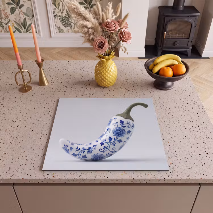 Inductie beschermer - Chilipeper - Keramiek - Blauw — 3