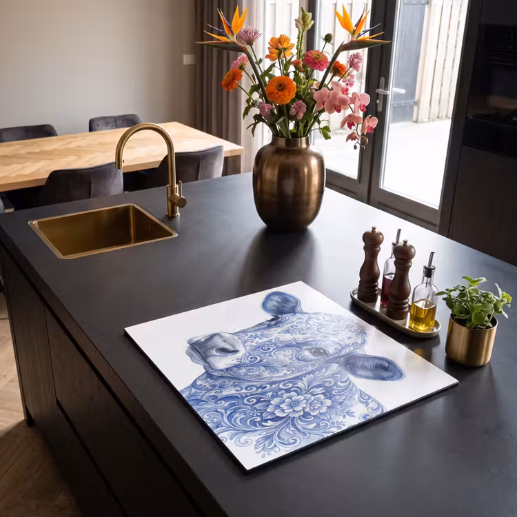 Inductie beschermer - Illustratie - Koe - Blauw — 2