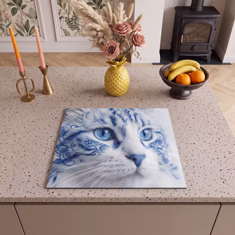 Inductie beschermer - Kat - Patroon - Blauw — 3