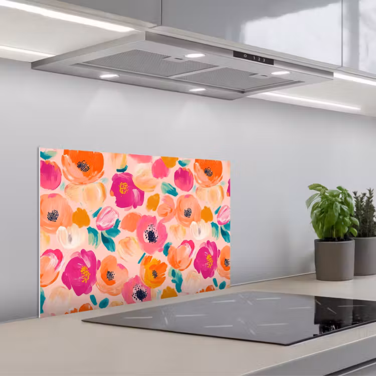 Spatscherm keuken - Bloesems - Vrolijk - Kleurrijk — 1