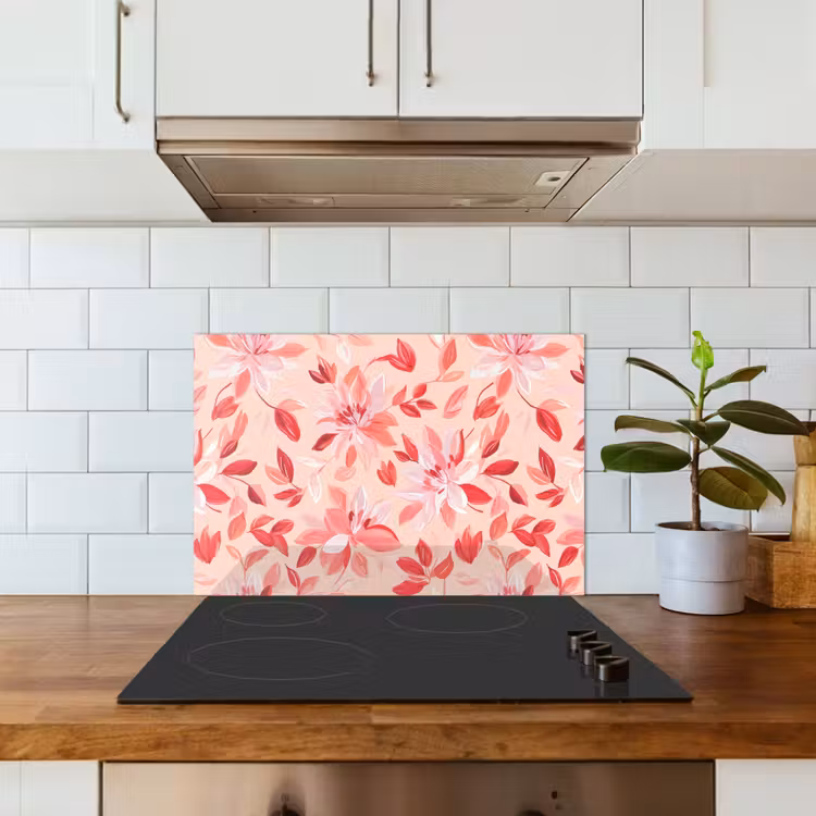 Spatscherm keuken - Botanisch - Bloemen - Rood — 3