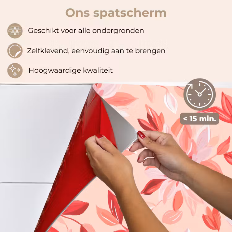 Spatscherm keuken - Botanisch - Bloemen - Rood — 4