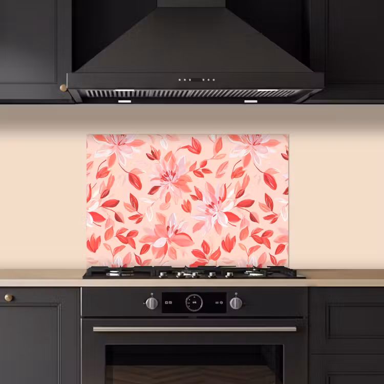 Spatscherm keuken - Botanisch - Bloemen - Rood — 5