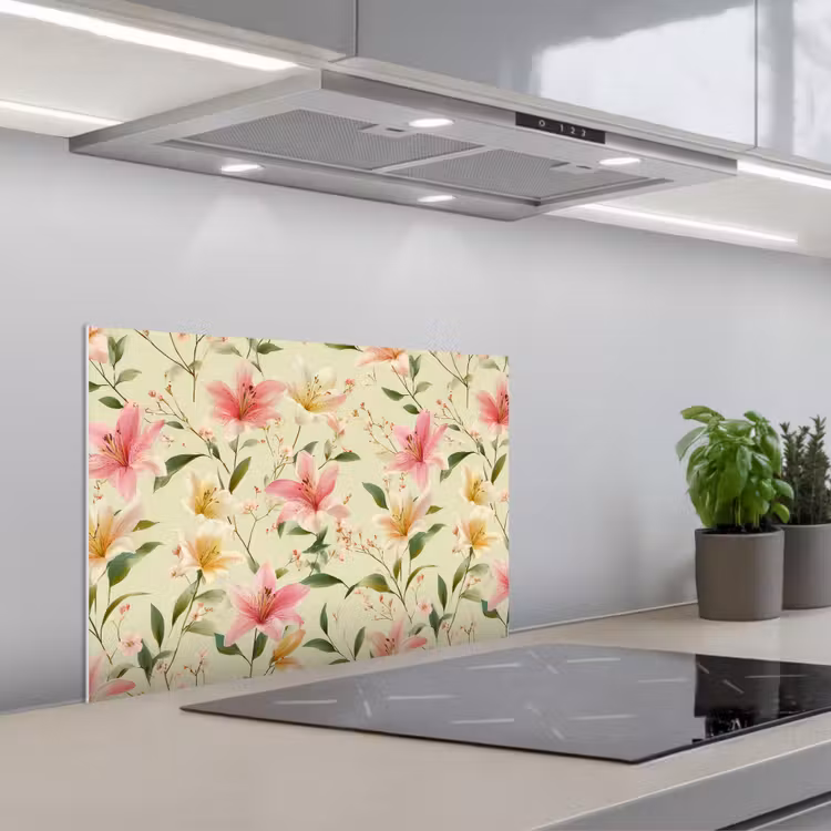 Spatscherm keuken - Lelies - Sereen - Kleurrijk — 1