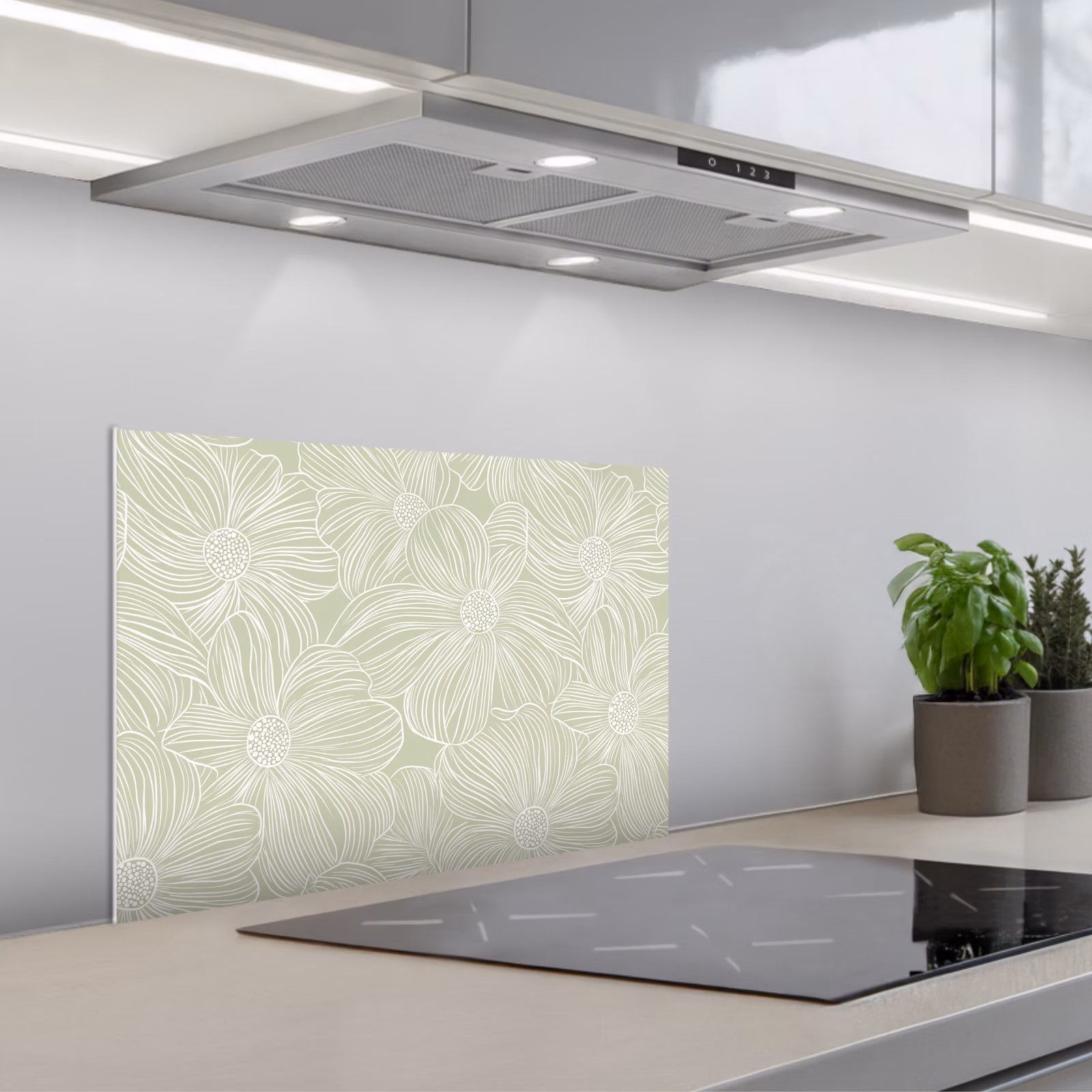 Spatscherm keuken - Sereen - Bloemen - Groen — 1